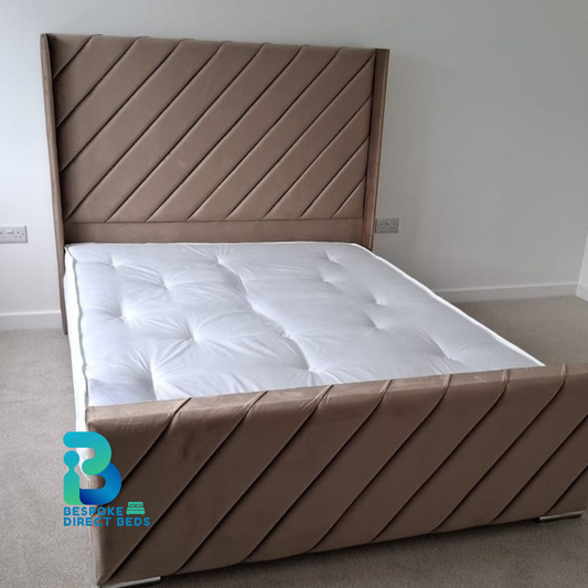 Panelled Bed DiagonalLine Wingback | Bespoke Direct Beds #B59