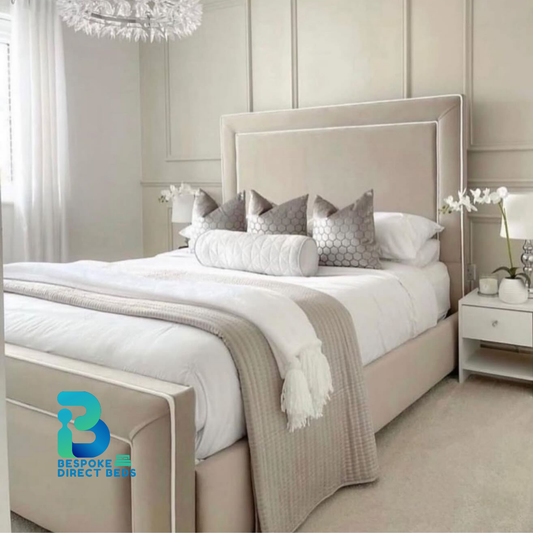 Panel Bed LineEdge White Piping | Bespoke Direct Beds #B37