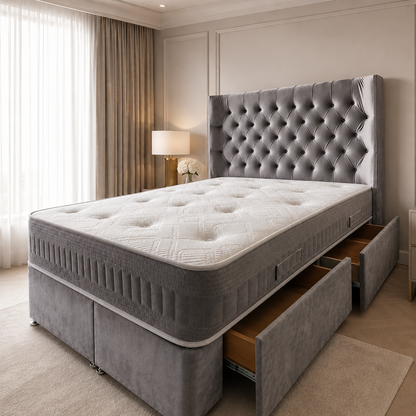 Veloura Divan Drawer Bed – Premium Side Storage Design | BDB#01